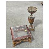 GLASS TOP PLANT STAND AND URN STAND - 15" X 8".