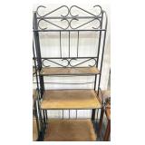 BAKER RACK - METAL WITH WOOD SHELVES..