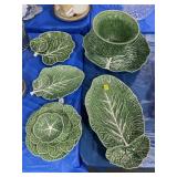 11 PC CABBAGE LEAF CERAMIC DINNERWARE - MADE IN