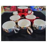 8 STARBUCKS CERAMIC MUGS - GOLD, SILVER, RED.