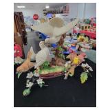 DOVE FIGURINE AND 2 BIRD WALL HANGING DECOR.