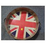 18" TRAY WITH BRITISH FLAG IN BOTTOM.
