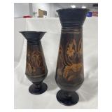 2 METAL HOME DECOR VASES
