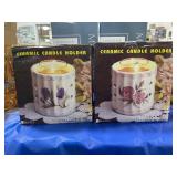 2 CERAMIC CANDLE HOLDERS - NEW IN BOX