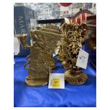 15 PC BRASS CANDLE HOLDERS AND COMPOSITE ANGELS