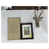 2 WALL DECOR AND DEER HEAD ORNAMENT