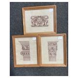 3PC FRAMED NEEDLE WORK ART