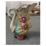 16" UNIQUE LARGE ANTIQUE MAJOLICA SWAN