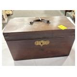 METAL CANDLESTICK LAMP AND WALNUT ANTIQUE TEA.