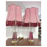 CRYSTAL TABLE LAMPS WITH SHADES - DAMAGED.