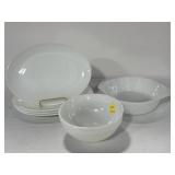 6 FIRE KING SERVING BOWLS AND PLATTERS