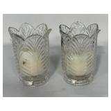 PAIR 6" CRYSTAL CANDLE HOLDERS