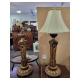 PAIR OF TABLE LAMPS - ONLY 1 SHADE.