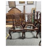 4 CLAW AND BALL FOOTED DINING CHAIRS - NO SEATS
