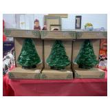 3 LIGHTED MERCURY GLASS TREES - ONE IS DAMAGED
