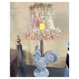 COMPOSITE CHICKEN LAMP WITH SHADE.