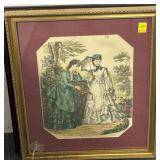 FRENCH FASHION PLATE PRINT - 16" X 19" - FRAMED.