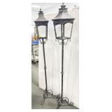74" DECORATIVE CANDLE STANDS - MISSING SOME GLASS.