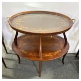 2 TEIR LAMP TABLE WITH INLAY - 27" X 19" X 27".