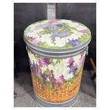 GALVANIZED PAINTED TRASH CAN.