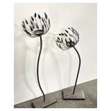 PAIR METAL PILLAR CANDLE STANDS - 35" HIGH.