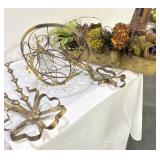COMPOSITE FALL ARRANGEMENT AND METAL WALL DECOR.
