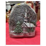 LIGHTED UP CHURCH STONE - CERAMIC