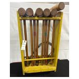 ANTIQUE CROQUET SET - MISSING 1 BALL - MAY.