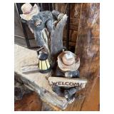 WROGHT IRON FIREPLACE TOOL SET, FIRE SCREEN AND