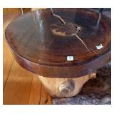 CRAFT MADE WOODEN TABLE ON STUMP