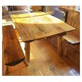 CABIN STYLE DINING TABLE AND 2 BENCHES