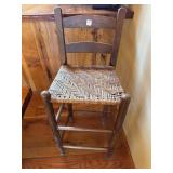WOODEN BAR STOOL W/WOVEN SEAT
