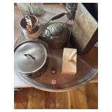 METAL TRAY, COPPER PAN, TEA KETTLE, COFFEE