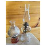 2 ANTIQUE GLASS OIL LAMPS
