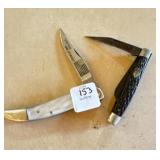 SCHRADE POCKET KNIFE - 3 BLADE AND REDDEER SINGLE