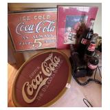 COCA-COLA MEMORABLILIA: TELEPHONE, BOTTLES, ETC.