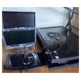 2 COMPUTER MONITORS AND 2 DYNEX FLATSCREEN TV