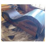 LEATHER AND WOOD CHAISE LOUNGE