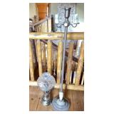 FLOOR LAMP (NO SHADE) AND TABLE LAMP W/GLASS