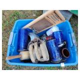 COLLECTIBLES: PULLEY, ROLLING PIN, CANISTERS, ETC.