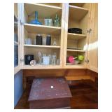 BREAD BOX, KITCHEN GLASSWARE, ETC.