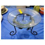 METAL FOOTED PEDESTAL STAND W/LEAVES AND 2