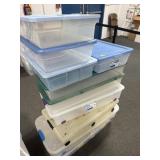 10 PLASTIC TOTES W/LIDS