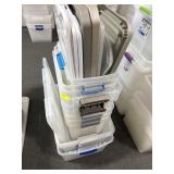 11 PLASTIC TOTES W/LIDS