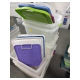 14 PLASTIC TOTES W/LIDS