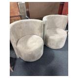 PAIR OF BARREL BACK SWIVEL CHAIRS