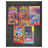 5 VTG CHILDRENS VHS TAPES-2 POWER RANGERS, POPEYE,