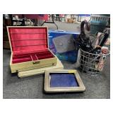 CURLING IRONS, JEWLERY BOX, FOOT MASSAGER & MORE