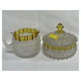 2 VTG FROST HOBNAIL PITCHER AND CANDY DISH WITH