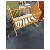 ANTIQUE OAK BABY CRADLE